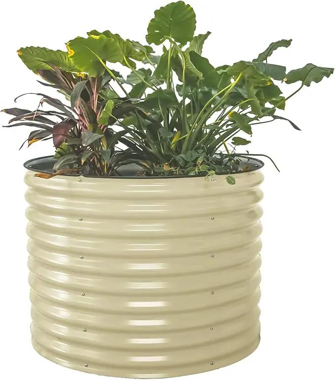 Vego garden 32" Tall 42" Round Raised Garden Bed Raised Bed Planter Box for Vegetables Flowers Patio-Pearl White by GreenHaven Gardens