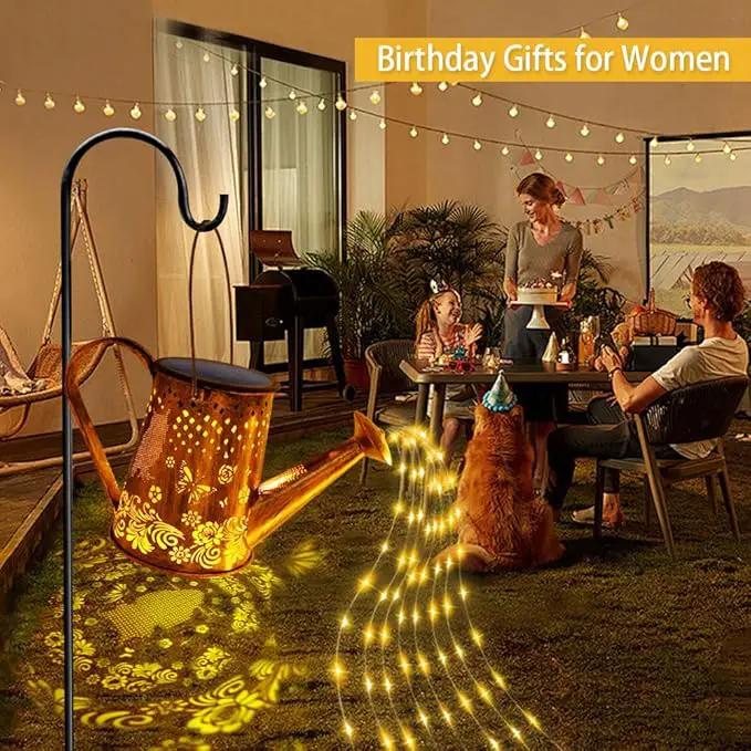 Solar Watering Can Lights, Unique Owl Gardening Gifts for Mom Women Grandma Birthday, Waterproof Large Hanging Solar Lantern for Outdoor Garden Patio Yard Pathway by GreenHaven Gardens