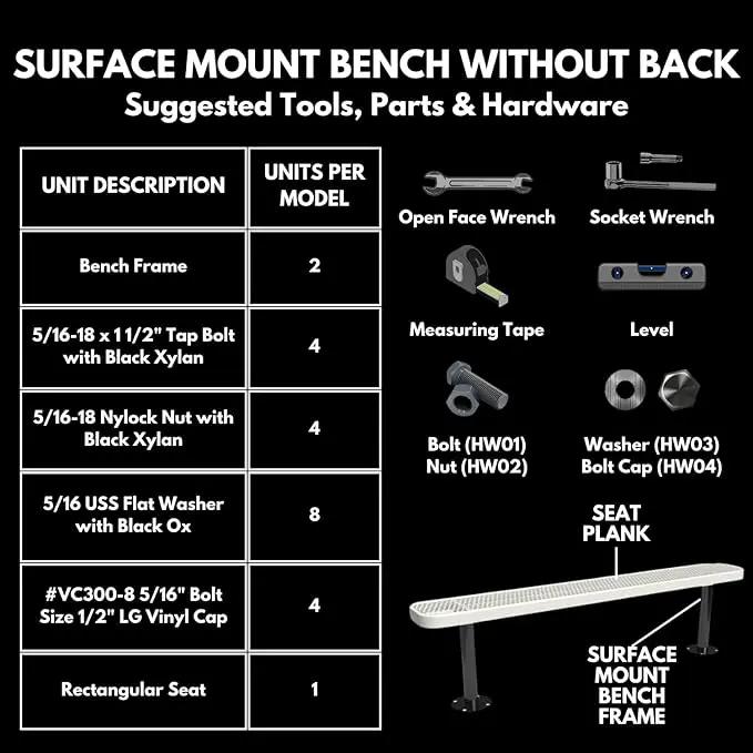 Coated Outdoor Furniture Heavy-Duty Outdoor Bench Thermoplastic Coated, Expanded Metal, Commercial-Grade Seating, Made in America (Surface Without Back, 6 Ft, Textured Black) by GreenHaven Gardens