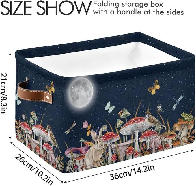 Mushroom Rectangular Storage Basket Bird Butterfly Rabbit Moon Organizer Bin Shelf Baskets For Home Office Dorm by GreenHaven Gardens