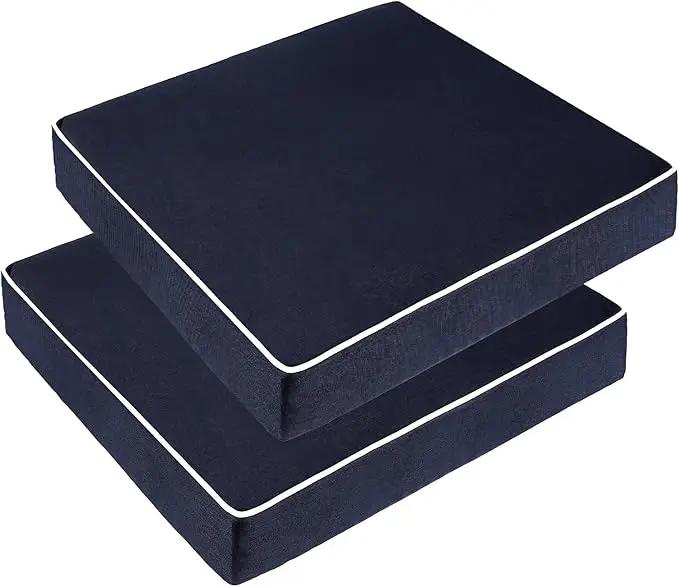 PNP FKJP 2 Pack Outdoor Chair Cushion 20" X 20" X 4", Waterproof Outdoor Seat Cushions with Non-Skid Ties, Navy (Cushion + Cover) by GreenHaven Gardens
