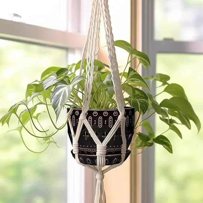 G EPGardening Ceramic Pot for Plants 5.5 Inch - Ceramic Plant Pot Indoor with Drainage Hole and Saucer, Round Boho Planter for Indoor Plants Outdoor, Housewarming Gifts, Garden Office Decor, Black by GreenHaven Gardens