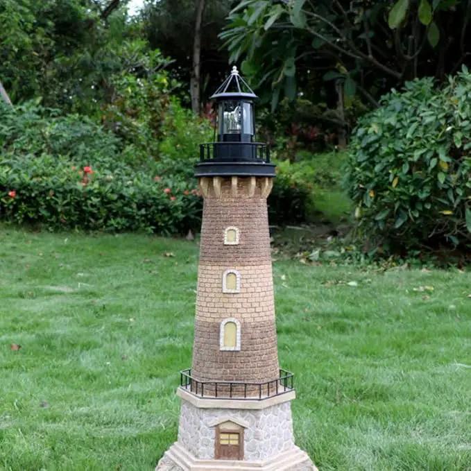 Cabilock LED Rotating Lighthouse Solar Beacon Tower Lamp Water Resistant Lighthouse Light Ornament for Garden Yard Outdoor Decor by GreenHaven Gardens