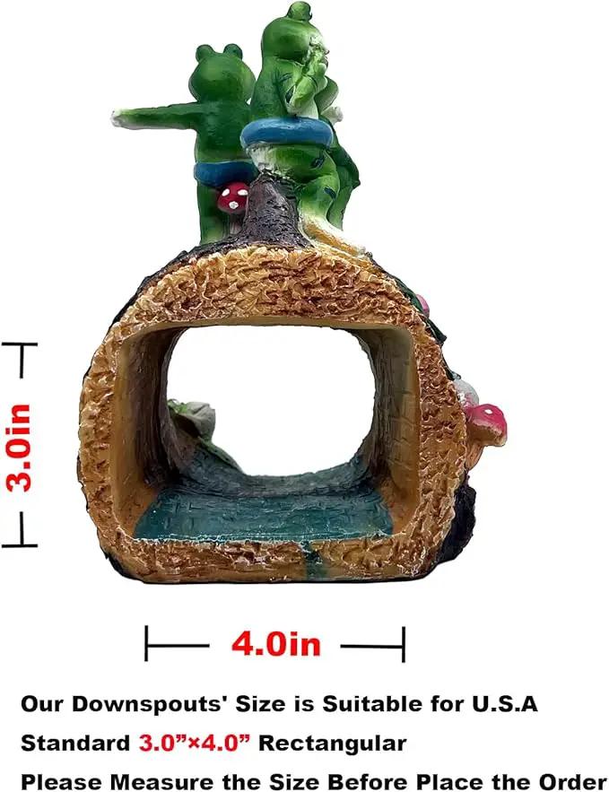 Gardener Frog Gutter Downspout Extension & Statue, Green Granite Frog Guardian, 3 x 4" Downspout Splash Block Extender by GreenHaven Gardens