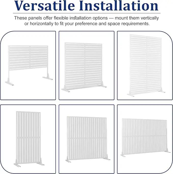 FENCY Outdoor Privacy Screen, 72" H×47" W Metal Privacy Screen, Outdoor Freestanding Privacy Screen & Panels for Deck Patio Balcony(White-Louvered) by GreenHaven Gardens