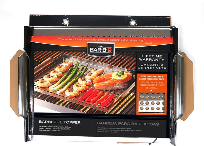 Stainless Steel BBQ Grill Topper Pan Tray for Vegetables, Meats, Skewers & Seafoods for Outdoor Cooking, Grilling, Camping & Tailgating for Gas Grills, Charcoal Grills & Barbecue by Mr. Bar-B-Q 06032Y by GreenHaven Gardens