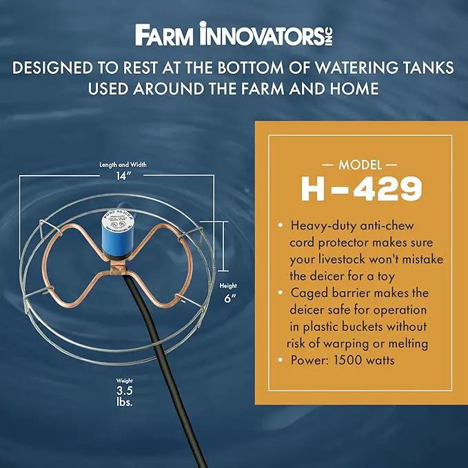 Farm Innovators 1500 Watt Cast Aluminum Submergible Water Tank Deicer, with Self Regulating Thermostat and Anti Chew Cord Protector, 2 Pack by GreenHaven Gardens
