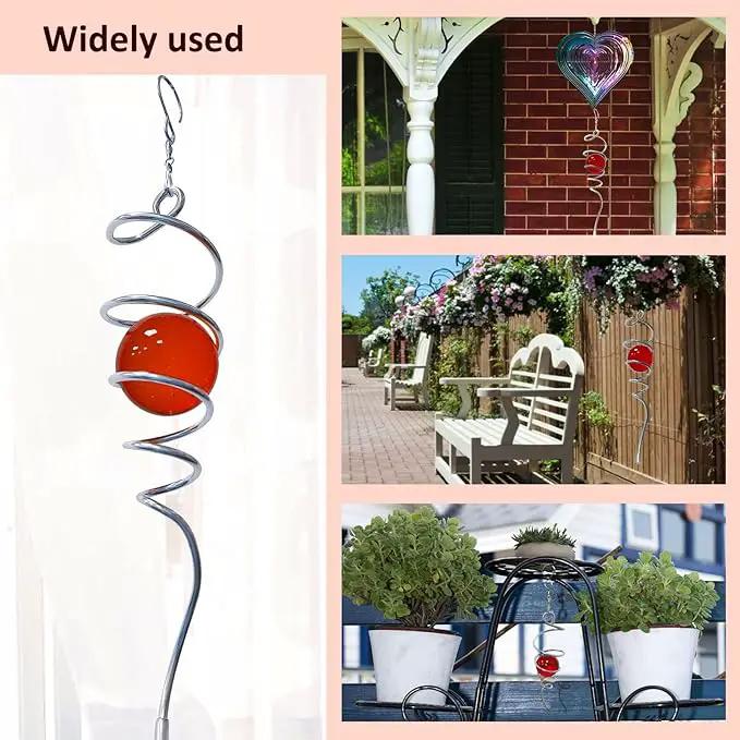 Gazing Ball Spiral Decorative Wind Spinner Sun Catcher 11inch Tail and 2 inch Glass Orb. Indoor Outdoor Garden Decoration Wind Sculptures Wind Spinner Tail-13 inch Height (red) by GreenHaven Gardens