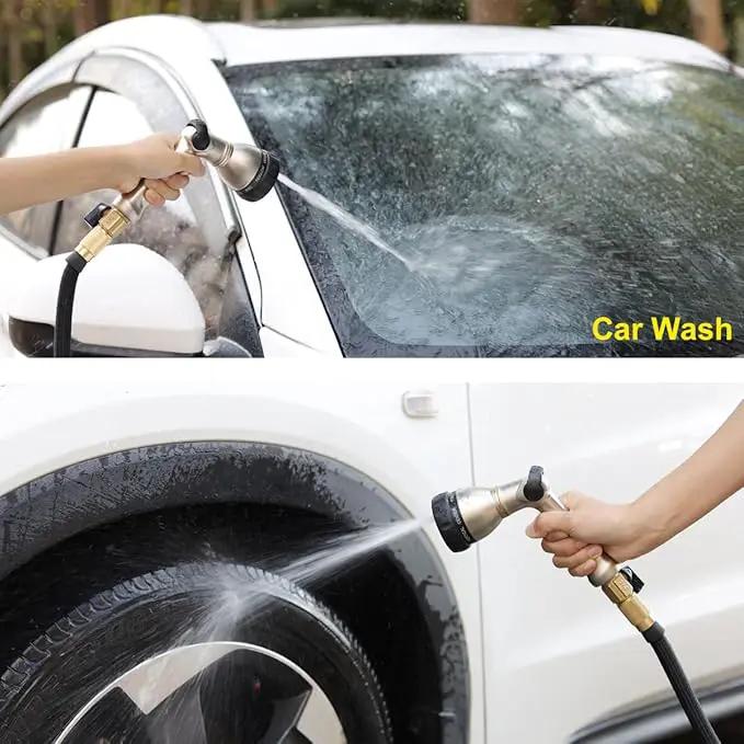 FANHAO Professional Garden Hose Nozzle Heavy Duty, 100% Metal Thumb Control Water Hose Sprayer with 8 Spray Patterns, High Pressure Water Nozzle for Watering Plant & Lawn, Washing Car & Pet by GreenHaven Gardens