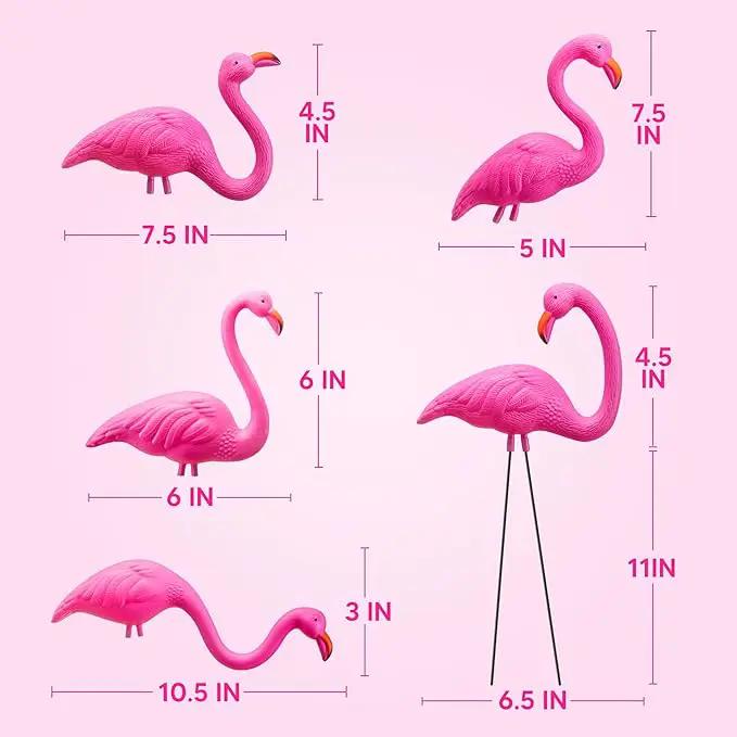 JOYIN 10 Pack Small Yard Flamingos Ornament Stakes, Mini Pink Flamingo Yard Decorations, Mini Lawn Plastic Flamingo Statue with Rubber Coating Metal Legs for Outdoor, Garden, Luau Party Gift (3-10IN) by GreenHaven Gardens