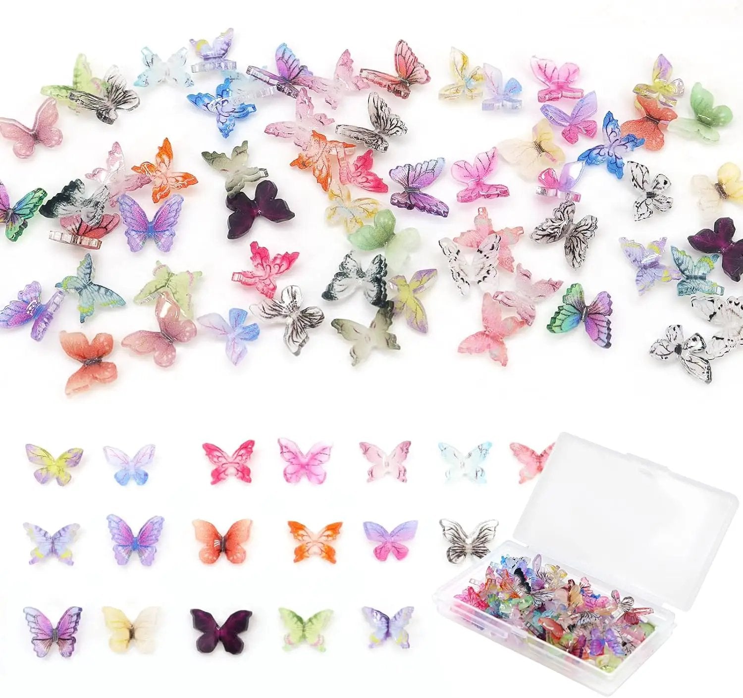 60Pcs Mini Resin Butterflies, Miniature Dollhouse Accessories Tiny Butterflies for Crafts, Mini Resin Animals Figurines for DIY Fairy Garden Dollhouse Micro Landscaping Decoration by GreenHaven Gardens
