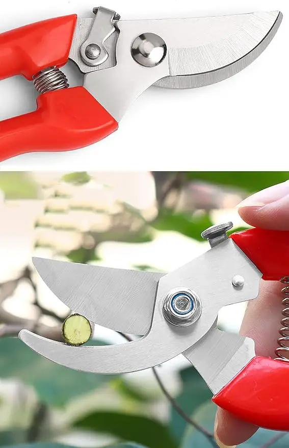 Garden Flower Shears Pruning Shears 6.9 inches Scissors Heavy Duty Plant Scissors for Cutting Flowers, Trimming Plants, Bonsai, Fruits Picking (Red Handle) by GreenHaven Gardens