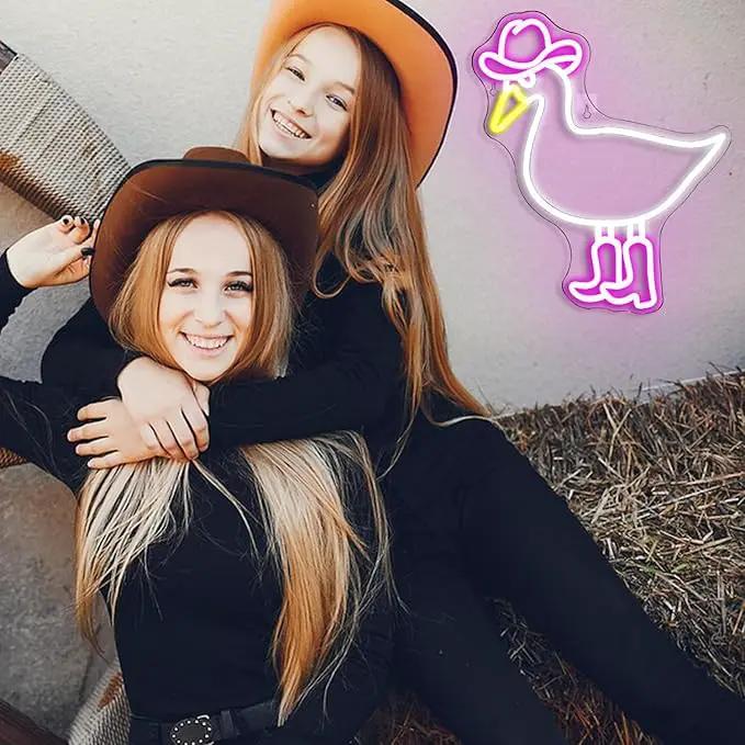 Cowboy Duck Neon Sign,Duck Neon Signs Cowgirl Boots Neon Signs for Wall Decor, USB Connectivity Pink LED Signs for Bedroom Living Room Kids Room Home Bar Birthday Party by GreenHaven Gardens
