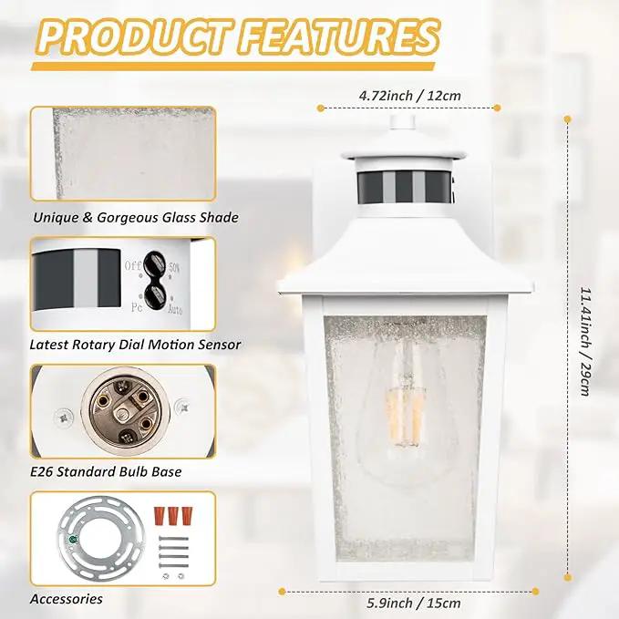 White Motion Sensor Outdoor Wall Light - Dusk to Dawn Outdoor Wall Lighting, Waterproof Exterior Light Fixture, Modern Porch Light Outside Wall Mount for House Patio Garage, Anti-Rust by GreenHaven Gardens