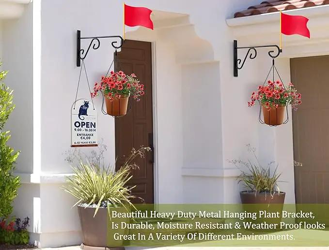 Hanging Basket Hooks 2Pcs Plant Hook,Hanging Plant Hanger Outdoor 9in Metal Plant Bracket for Hanging Flower Baskets,Planters,Lanterns,Wind Chimes by GreenHaven Gardens