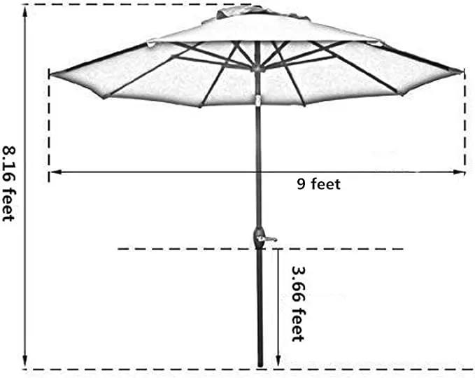 Sunnyglade 9' Patio Umbrella Outdoor Table Umbrella with 8 Sturdy Ribs (Dark Green) by GreenHaven Gardens