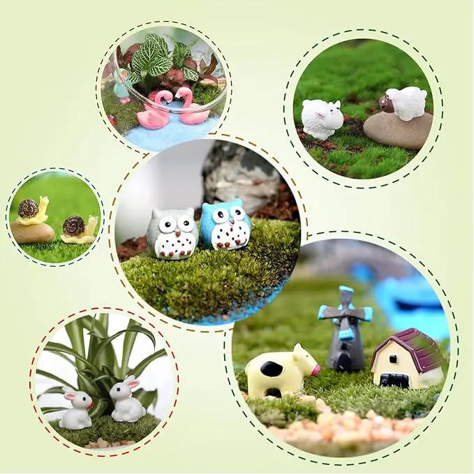 Dracarys Selected 50 Pieces Fairy Garden Accessories, Animals, Miniature Figurines, Micro Landscape Ornaments Kit, DIY , Environmental Resin by GreenHaven Gardens