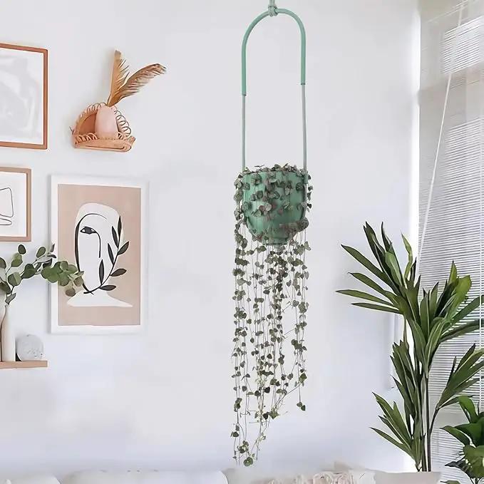 Metal Hanging Planter for Indoor Outdoor Plants Modern Wall and Ceiling Hanging Plant Holder Boho Flower Pot Hanger for Vines Succulents Ferns Room Decor(Green) by GreenHaven Gardens