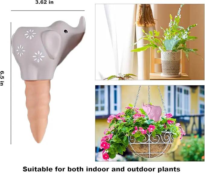 4-Pack Self-Watering Terracotta Spikes for Plants, Automatic Plant Watering Stakes, Keeps Plants Hydrated While You're Away, Ideal for Indoor & Outdoor Use (Elephant Design) by GreenHaven Gardens