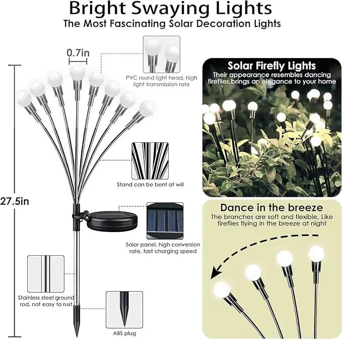 OZS 4-Pack Warm White &4-Pack Cool White Total 64LED Solar Garden Lights - Solar Lights Outdoor, Solar Firefly Lights, Sway by Wind,Solar Fairy Lights Waterproof for Yard Garden Decoration by GreenHaven Gardens