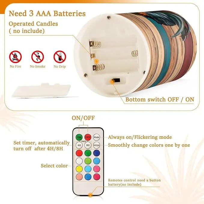 Flickering Flameless Candles, Rooster LED Candles with Remote Timer, Set of 2 Battery Operated Candle for Valentine Wedding Birthday by GreenHaven Gardens
