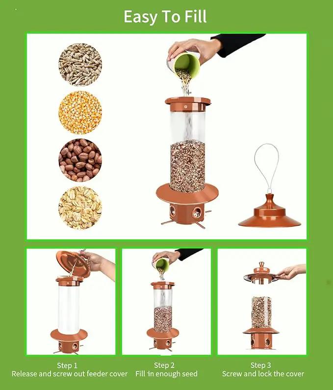 Squirrel Proof Bird Feeder for Outdoor, Gravity Sense Squirrel Proof Wild Bird Feeders for Finch Cardinal Chickadee, 4.8LB Large Capacity Hanging Birdfeeder by GreenHaven Gardens