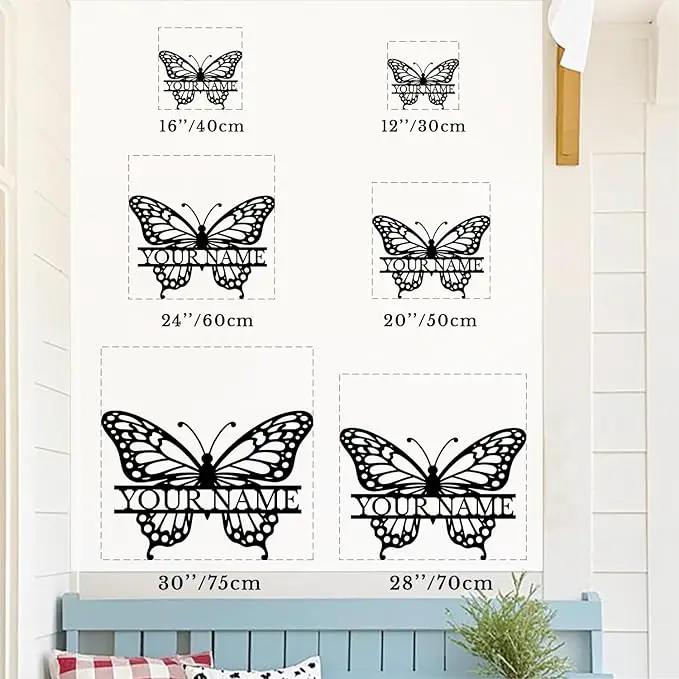 Custom Butterfly Metal Sign,Personalized Butterfly House Number Signs,Personalized Gardener Name Sign,Garden Patio Wall Decor (Style-1) by GreenHaven Gardens