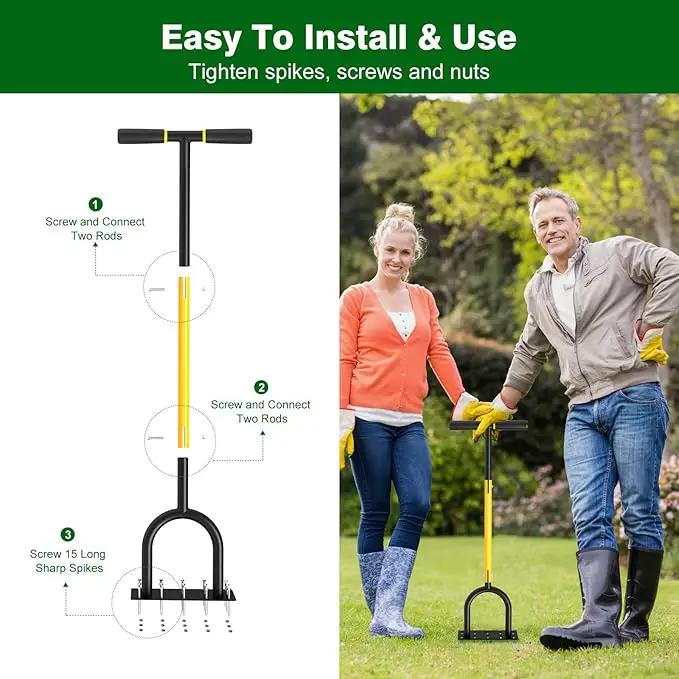 Lawn Aerator Tool - Grass & Soil Aerator for Lawn & Yard Care, Durable Manual Lawn Aerator for Healthy Grass, Compact Soil & Easy-to-Use Spike Plug Aerator by GreenHaven Gardens