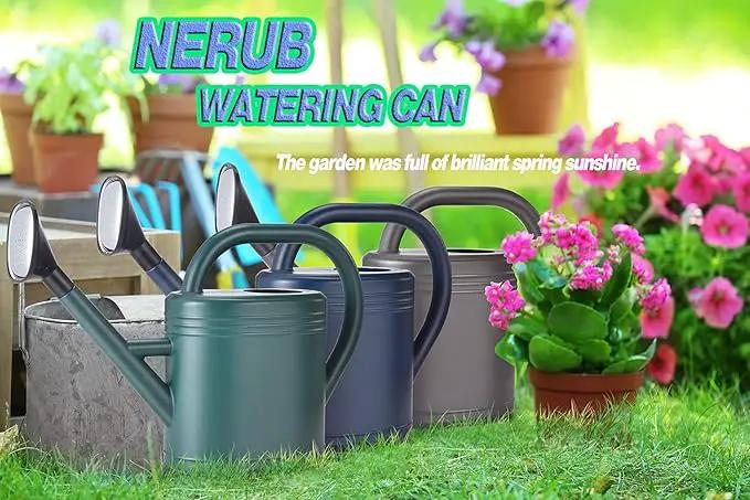 Watering Can 1 Gallon for Indoor Plants, Garden Watering Cans Outdoor Plant House Flower, Gallon Watering Can Large Long Spout with Sprinkler Head (Green) by GreenHaven Gardens