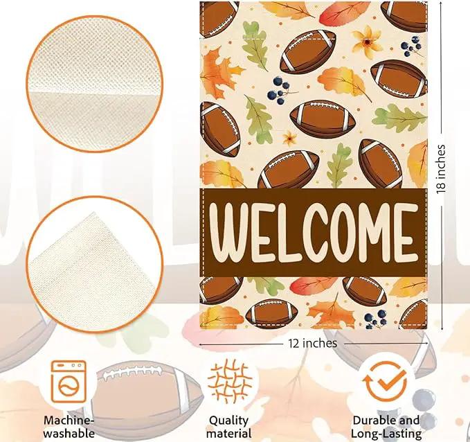 Welcome Fall Garden Flag Autumn Football Garden Flag 12x18 inch Double Sided Fall Maple Leaves Seasonal Flags for Yard Outside Lawn Patio (Flay 1802) by GreenHaven Gardens