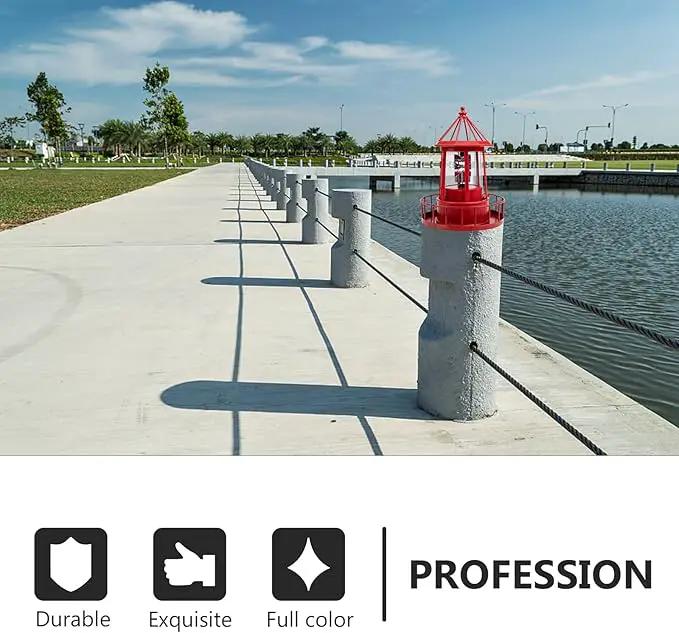 Operitacx Solar Powered Rotating Lighthouse Lamp - Waterproof Solar Lighthouse Outdoor Garden Decor, Led Yard Light for Patio, Lawn, and Pathway (Red) by GreenHaven Gardens