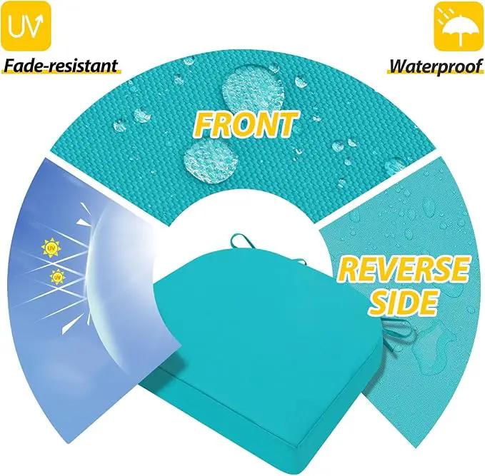 AAAAAcessories Outdoor Seat Cushions for Chairs, Waterproof, Fade-Resistant Patio Furniture Replacement Cushions, 17" x 16" x 2", Set of 2, Turquoise by GreenHaven Gardens