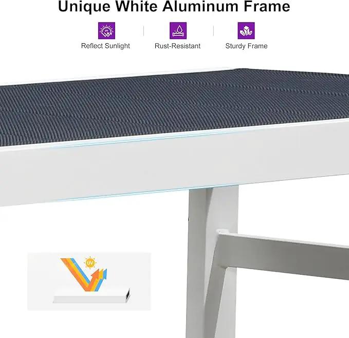 PURPLE LEAF Outdoor Chaise Lounge Set Adjustable Sunbathing Recliner with Armrest and Side Table for Poolside Beach Outside Patio Aluminum Chaise Lounger Navy Blue by GreenHaven Gardens