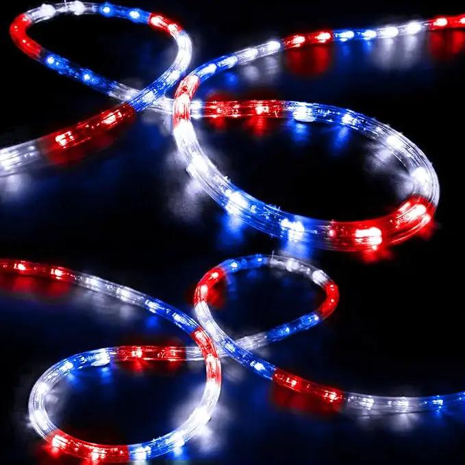 150ft LED Rope Lights Outdoor, 1080 LED Flexible Tube Lights with 8 Modes, Waterproof LED Rope Lighting for Independence Flag Day, Memorial Day, National Day, Outdoor,Indoor Decor (Red & White & Blue) by GreenHaven Gardens