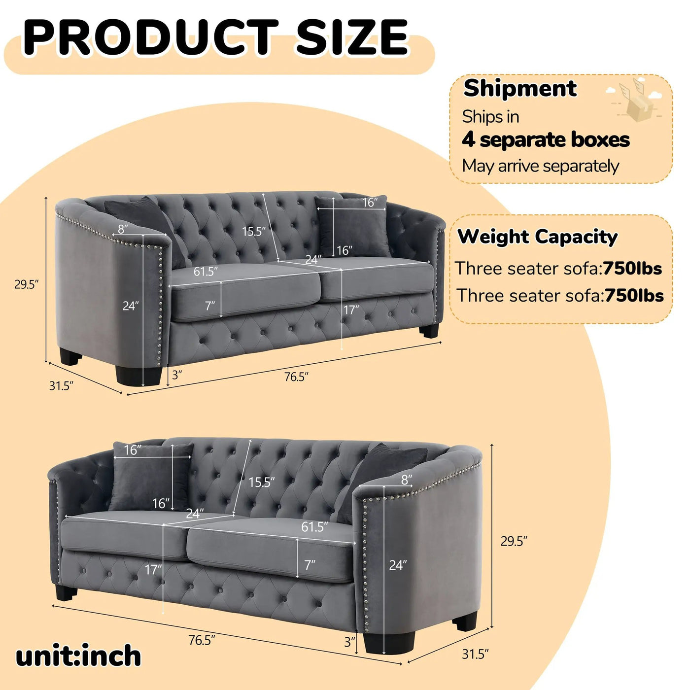Velvet Chelsfield Sofa Set by HouseOfZazla