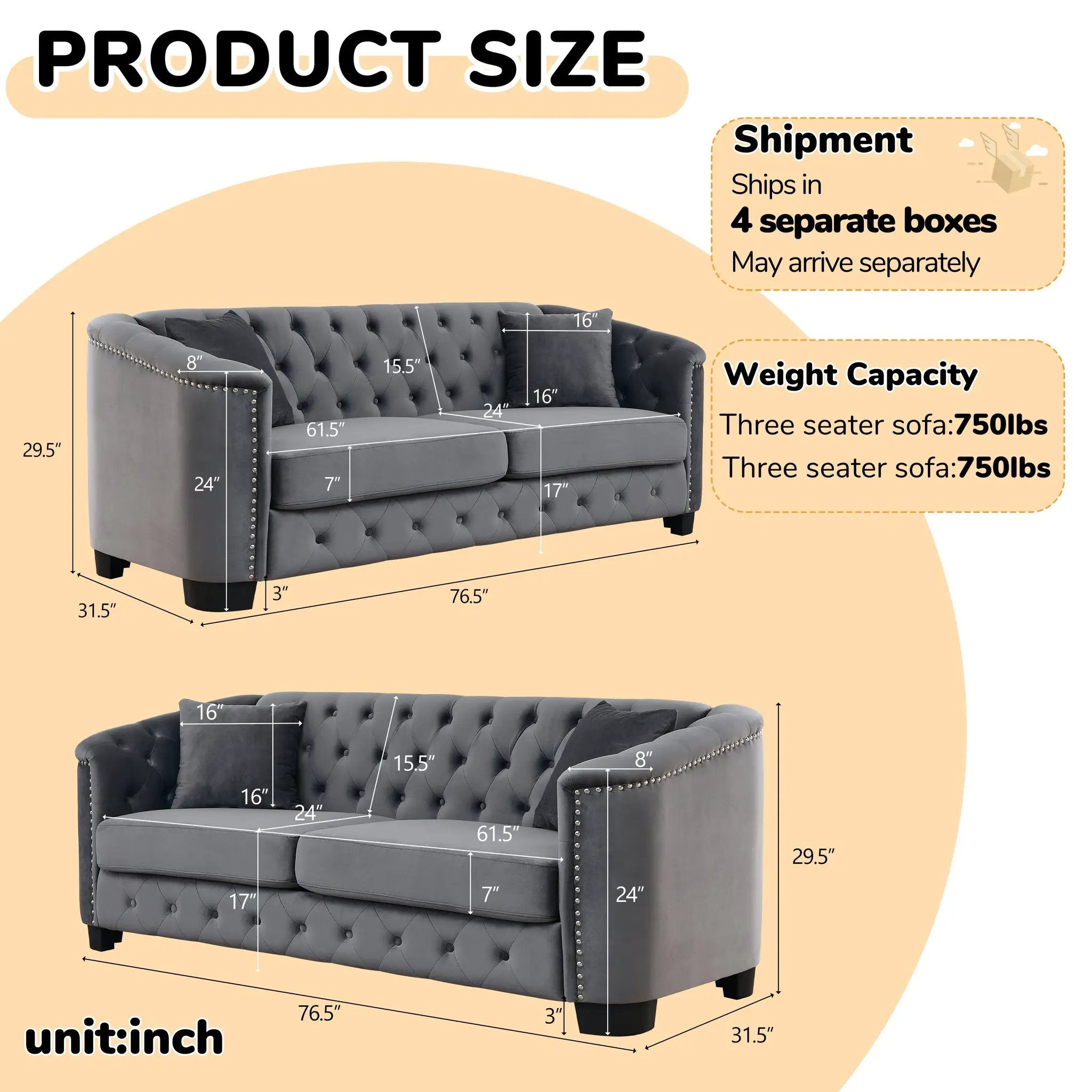 Velvet Chelsfield Sofa Set by HouseOfZazla