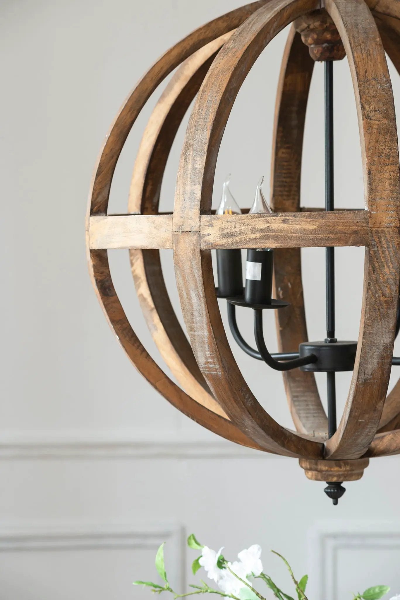 4 Light Wood Chandelier, Hanging Light Fixture With Adjustable Chain For Kitchen, Bulb Not Included - Brown by Unique Piece Furniture