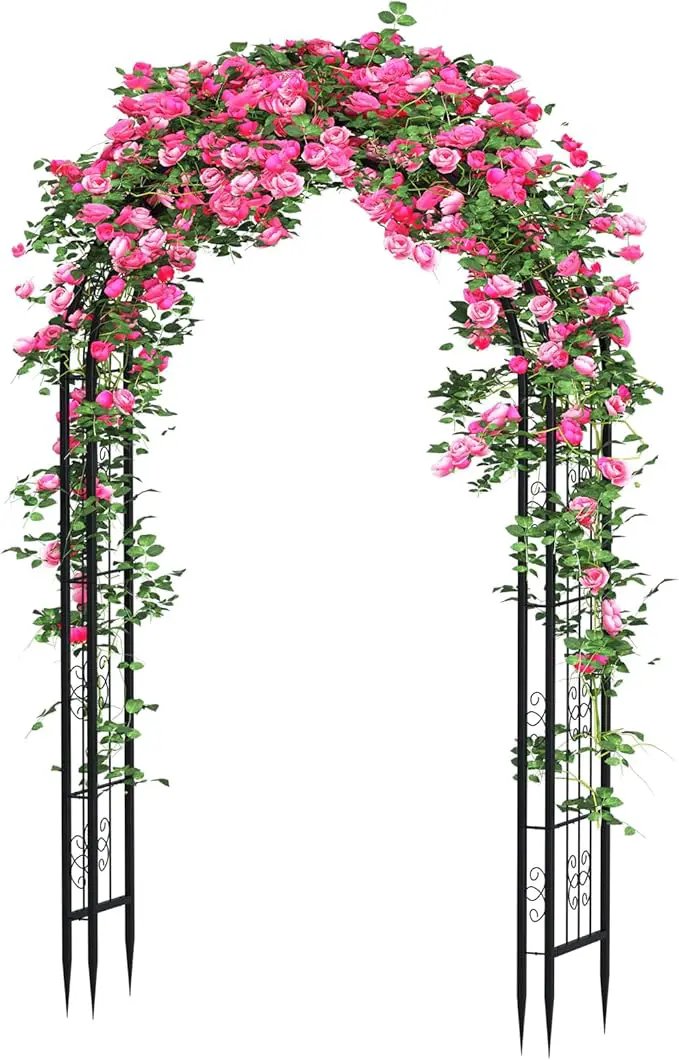 88in Steel Garden Arch Arbor Trellis for Climbing Plants Outdoor,Yard,Garden,Climbing Plants 7ft Decorative Wire Lattice,Outdoor Wedding Arch(Black) by GreenHaven Gardens
