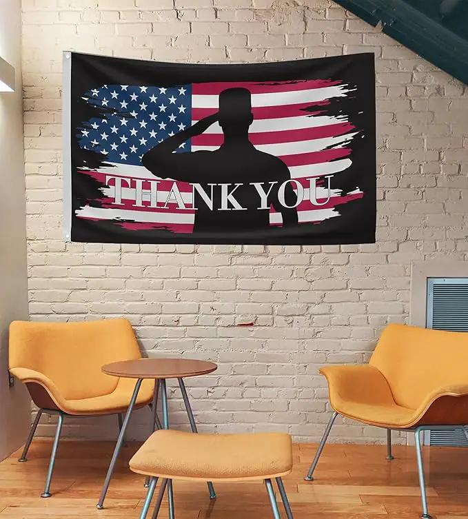 Veteran Military Garden Flag Thank You Veterans Flag for Military Soldiers Boots Memorial Day, 3x5 Ft Double Sided Christian Banners with Brass Grommets Outdoor House Decorations Flag by GreenHaven Gardens