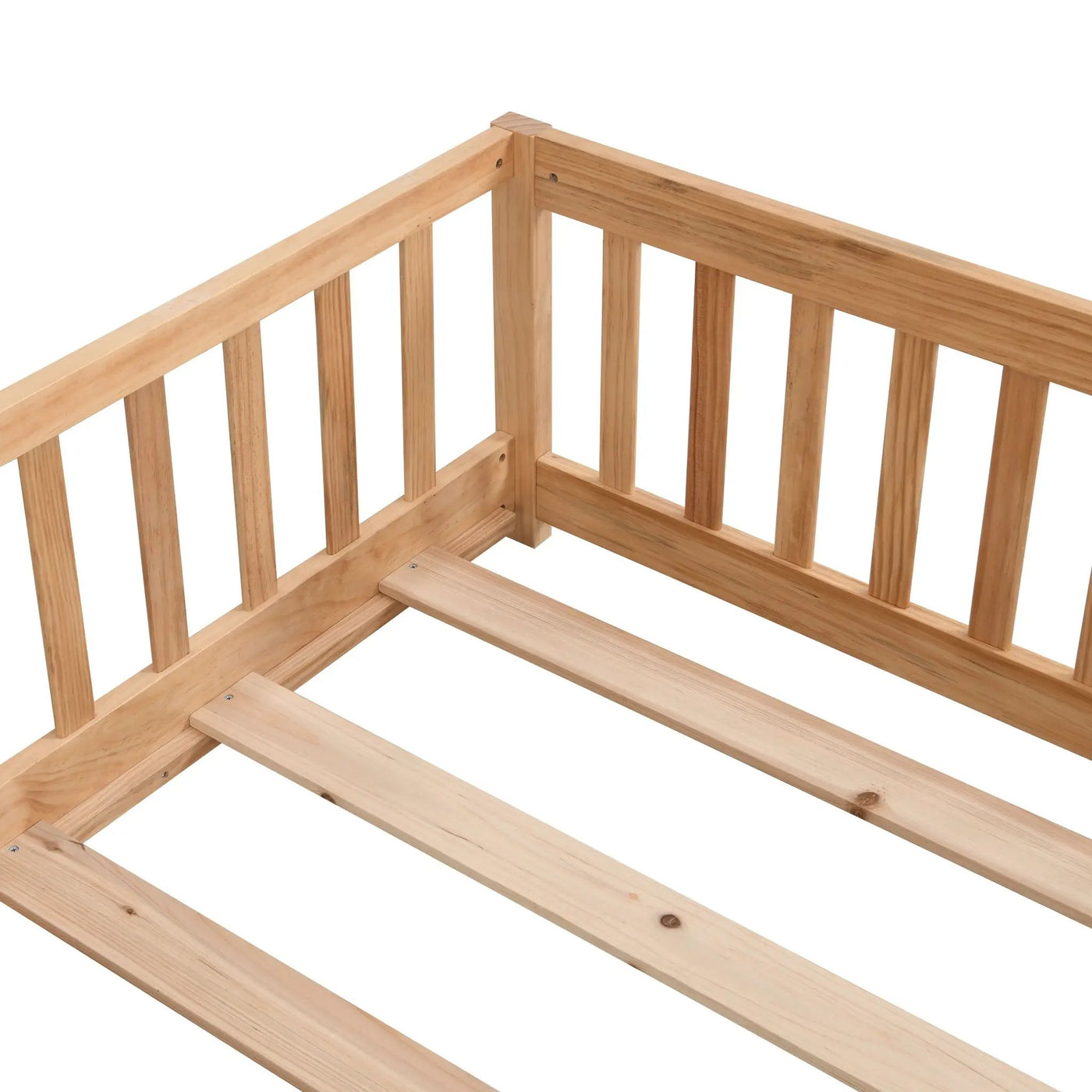 Solid Wood Floor Bed With Door And Fence For Children by HouseOfZazla