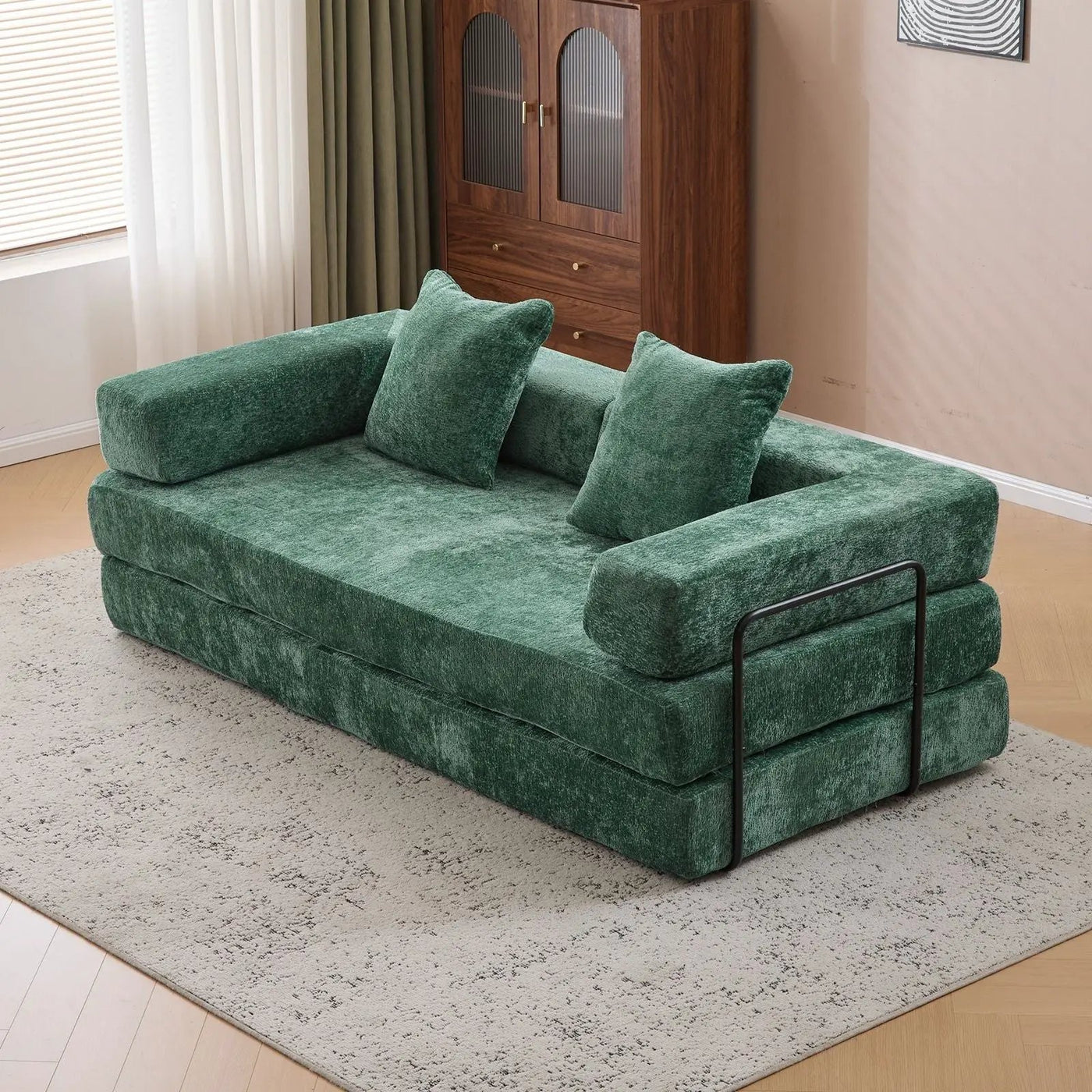 Convertible Floor Sofa Bed With Pillow Back Support Armrest by HouseOfZazla