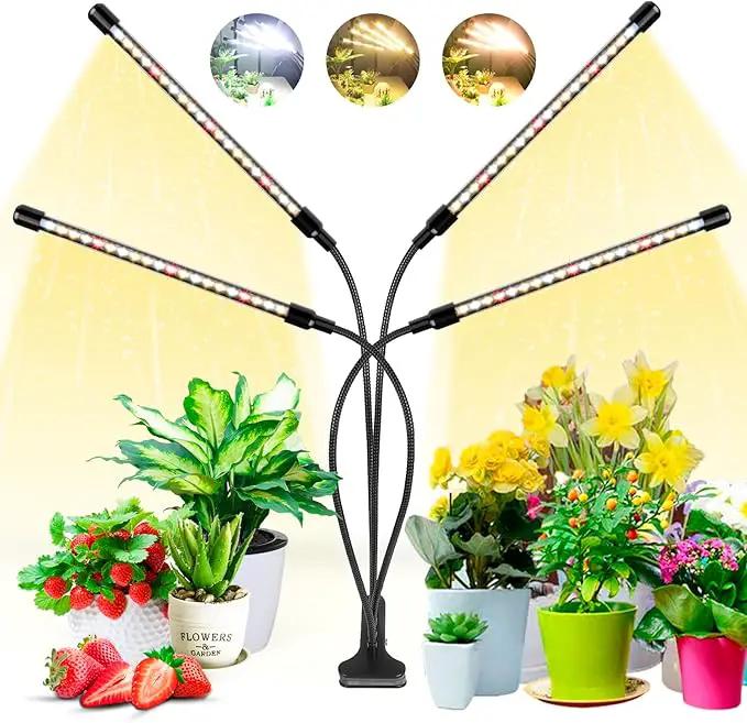 Wolezek Grow Lights for Indoor Plants, 80 LED 4 Heads Full Spectrum Grow Light with Clip, Plant Light with 5000K 3000K 660nm LED Chips, Auto Timer 6 12 16 Hrs, Grow Lamp for Seed Starting by GreenHaven Gardens