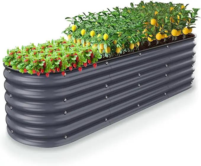 17" Tall Raised Garden Beds Outdoor - Galvanized Aluminum-Magnesium Stainless Steel Durable Metal Planter Box for Growing Plants, Vegetables, Flowers, Fruits (Deep Grey) by GreenHaven Gardens