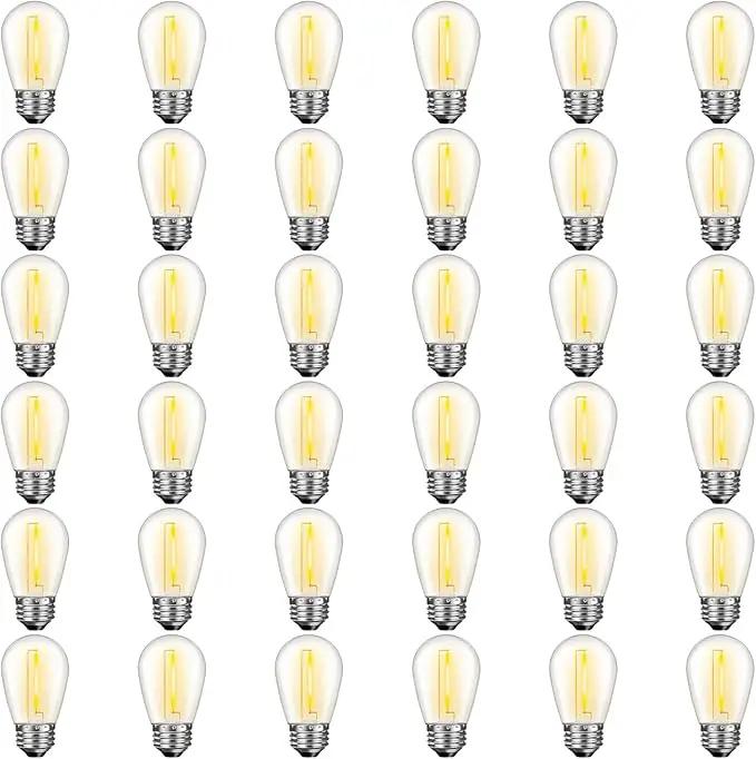 36 Pack S14 LED Bulbs for Outdoor String Lights, Shatterproof Replacement Edison Bulbs for Patio String Lights Outdoor Waterproof, Warm White 2200K, Dimmable, E26 Standard Base by GreenHaven Gardens