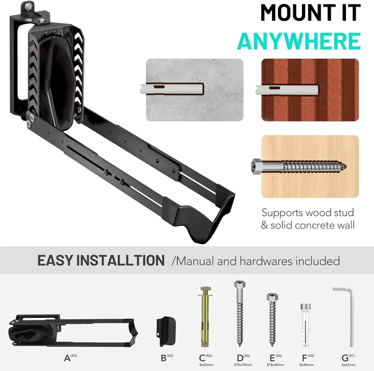 3-Pack Swivel Bike Rack Wall Mount, Bike Hangers for Garage, Space-Saving Vertical Bike Holder, Holds up to 77 lbs, Bicycle Wall Hanger Storage, No Heavy Lifting Required Indoor Hanging Bike Rack by GreenHaven Gardens