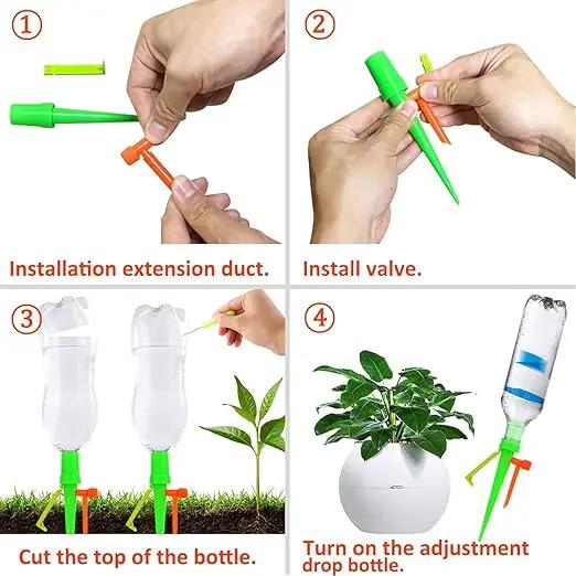 Upgrade Self Watering Planter Insert, Self Watering Spike with Long Dripper & Valve Switch, Adjustable Plant Watering Devices, Automatic Watering System for Outdoor & Indoor Plants (12, Green+Orange) by GreenHaven Gardens