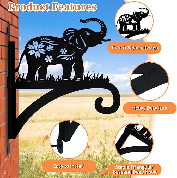 Hanging Plant Hanger Bracket, Heavy Duty Iron Wall Plant Hanger for Bird Feeder, Decorative Baby Elephant Silhouette Plant Hooks Hanging Plant Hangers Outdoor for Wind Chimes Flower Pot Lantern by GreenHaven Gardens