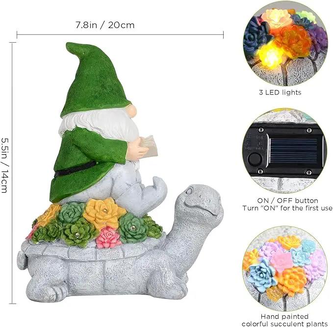 JOBOSI Dwarfs Solar Light Garden Decor Yard Decor Turtle Decor Santa Claus Turtle Solar Light Dwarf Garden Gnome Statues Gifts for mom, Gifts for Grandma by GreenHaven Gardens