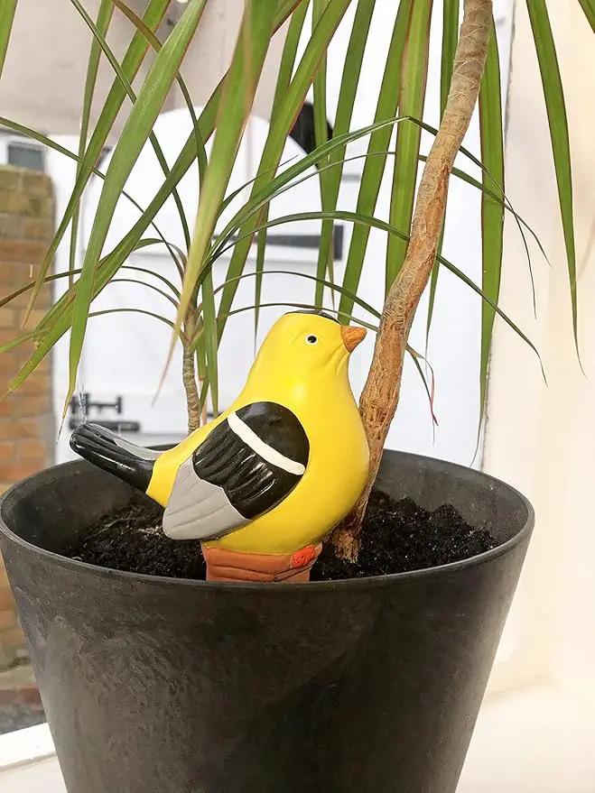 Terracotta Plant Self Watering Spikes - Set of 3 Terracotta Self Watering Bulbs, Self Watering Stakes, Self Watering Globes for Pot Plants (Birds Painted, Large) by GreenHaven Gardens