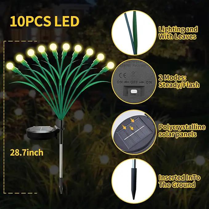Aogist Solar Garden Lights Outdoor Waterproof,6 Packs 60 LED,Sway by Wind, Yard Patio Pathway Decoration, High Flexibility Iron Wire & Heavy Bulb Base,Warm White by GreenHaven Gardens
